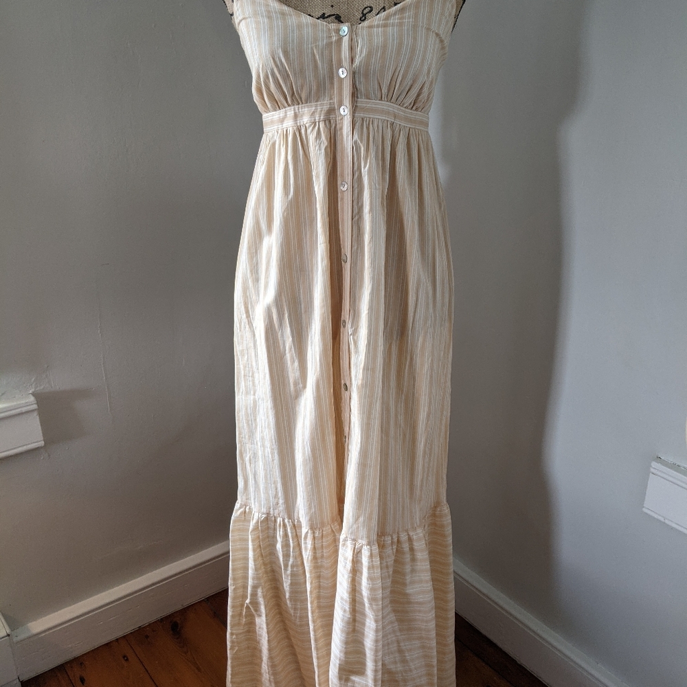 Warm yellow ticking sun dress